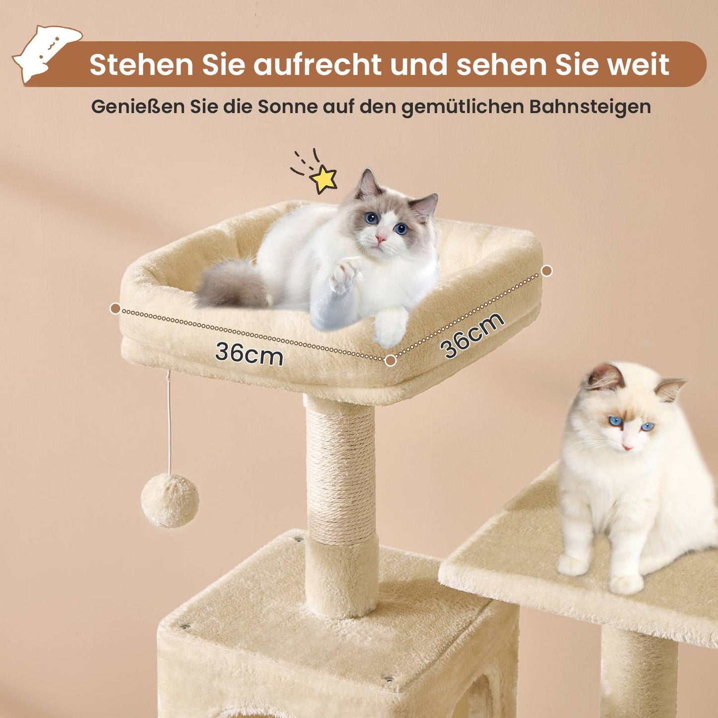 AOGLLATI Kratzbaum Katzenkratzbaum Stabil Katzenbaum mit Katzenhöhlen Plattformen Hängematte Sisalsäulen