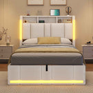 AOGLLATI Polsterbett 90×200 mit Steckdosen & LED Beleuchtung Doppelbett 90x200 mit Stauraum Kopfteil