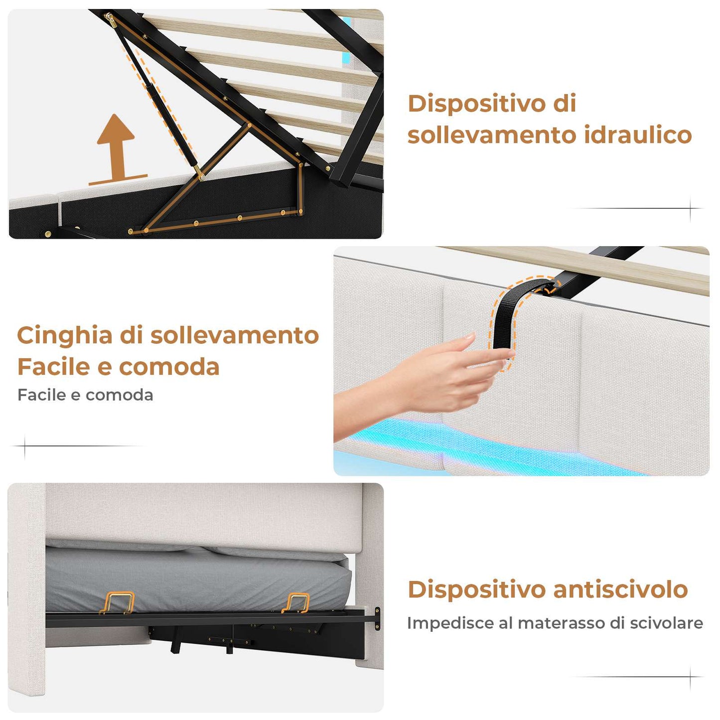AOGLLATI Polsterbett 90×200 mit Steckdosen & LED Beleuchtung Doppelbett 90x200 mit Stauraum Kopfteil