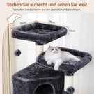 AOGLLATI Kratzbaum 180 cm hoch Katzenbaum mit Sisalstämmen 2 Plattformen 2 Katzenhöhlen