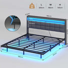 AOGLLATI Polsterbett 180x200 cm Doppelbettgestell Bettrahmen mit LED-Beleuchtung und Ladestation Bettgestell mit Kopfteil