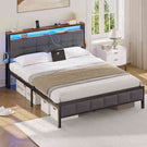 AOGLLATI Polsterbett 160x200 mit Ladestation Bett 160X200 mit LED-Beleuchtung Bettgestell mit Lattenrost