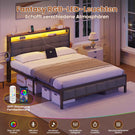 AOGLLATI Polsterbett 160x200 mit Ladestation Bett 160X200 mit LED-Beleuchtung Bettgestell mit Lattenrost