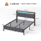 AOGLLATI Polsterbett 160x200 mit Ladestation Bett 160X200 mit LED-Beleuchtung Bettgestell mit Lattenrost