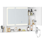 AOGLLATI Spiegelschrank 90×16×70 cm mit LED-Beleuchtung & Steckdose Badezimmerschrank mit Verstellbarem Regal 3 Farbtemperatur