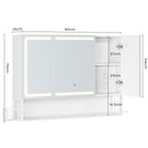 AOGLLATI Spiegelschrank 90×16×70 cm mit LED-Beleuchtung & Steckdose Badezimmerschrank mit Verstellbarem Regal 3 Farbtemperatur