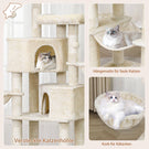 AOGLLATI Kratzbaum 180 cm hoch Katzenbaum mit Sisalstämmen 2 Plattformen 2 Katzenhöhlen