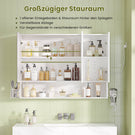AOGLLATI Spiegelschrank 90×16×70 cm mit LED-Beleuchtung & Steckdose Badezimmerschrank mit Verstellbarem Regal 3 Farbtemperatur