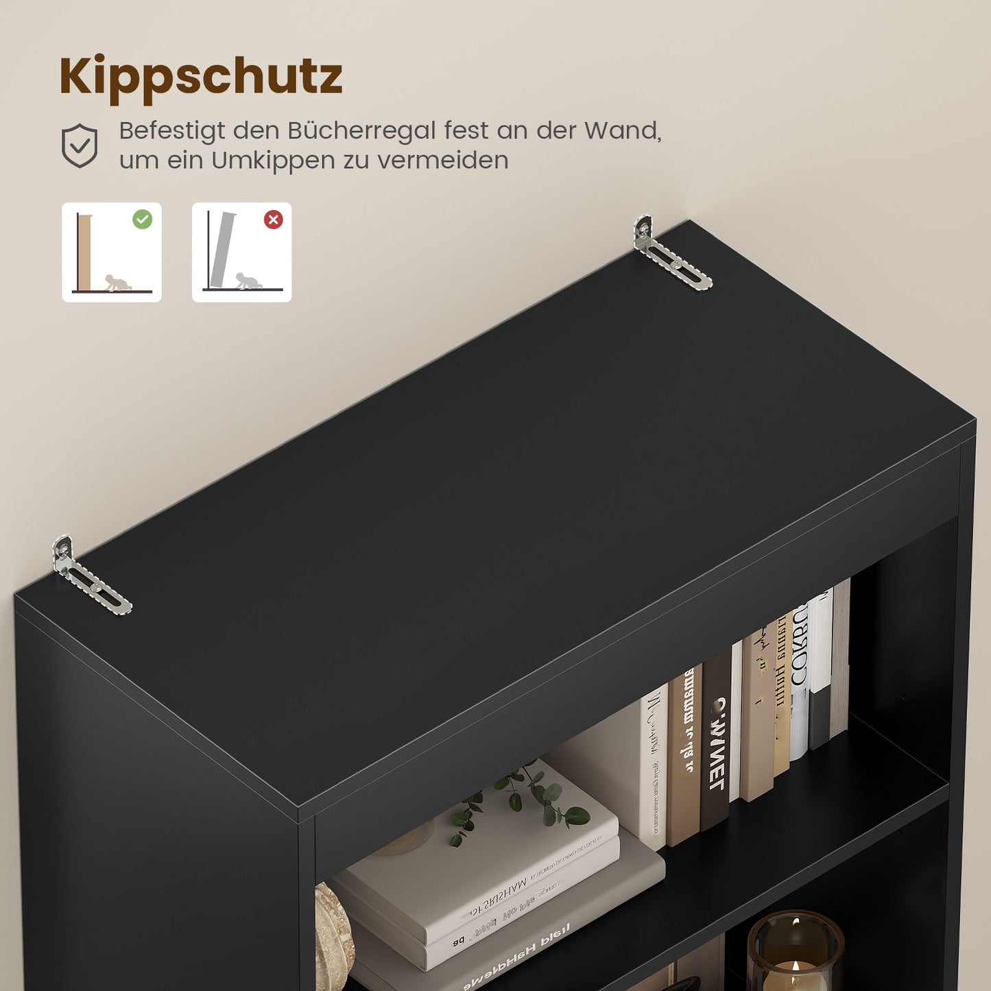 AGOLLATI Bücherregal Bücherschrank mit 2 Schubladen & 4 Fächern, Wohnzimmerschrank mit verstellbaren Ablagen