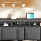 AOGLLATI Polsterbett 140×200 mit Steckdosen & LED Beleuchtung Doppelbett 140x200 mit Stauraum Kopfteil & Hydraulischem Stauraum