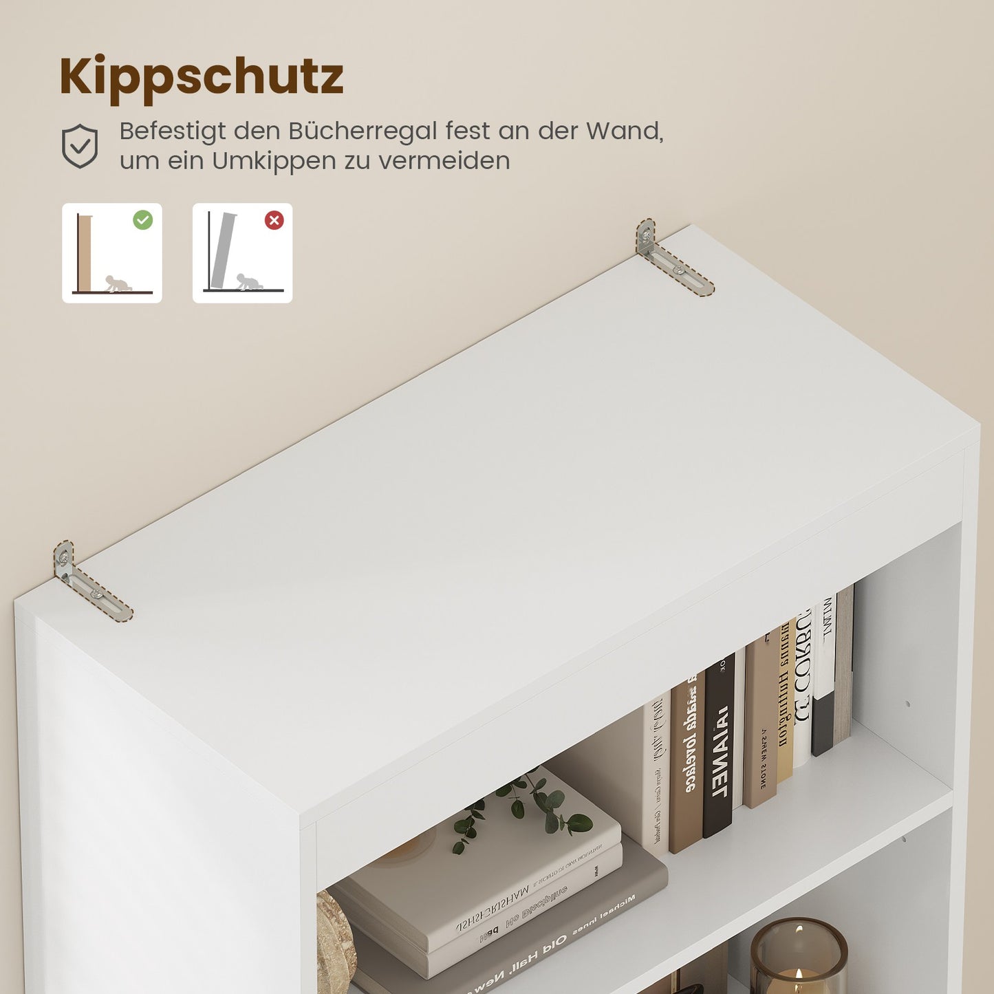 AGOLLATI Bücherregal Bücherschrank mit 2 Schubladen & 4 Fächern, Wohnzimmerschrank mit verstellbaren Ablagen