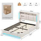AOGLLATI Polsterbett 140×200 mit Steckdosen & LED Beleuchtung Doppelbett 140x200 mit Stauraum Kopfteil & Hydraulischem Stauraum