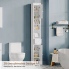 AOGLLATI Badezimmerschrank Badschrank Schmal mit Verstellbaren Ablagen Schublade offenen Fächern Klopapierhalter Platzsparender