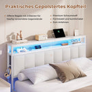 AOGLLATI Polsterbett 160x200 CM mit Ladestation und LED-Beleuchtung Doppelbettgestell mit Stauraum Kopfteil & Schwebender visueller Effekt
