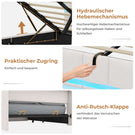 AOGLLATI Polsterbett 140×200 mit Steckdosen & LED Beleuchtung Doppelbett 140x200 mit Stauraum Kopfteil & Hydraulischem Stauraum