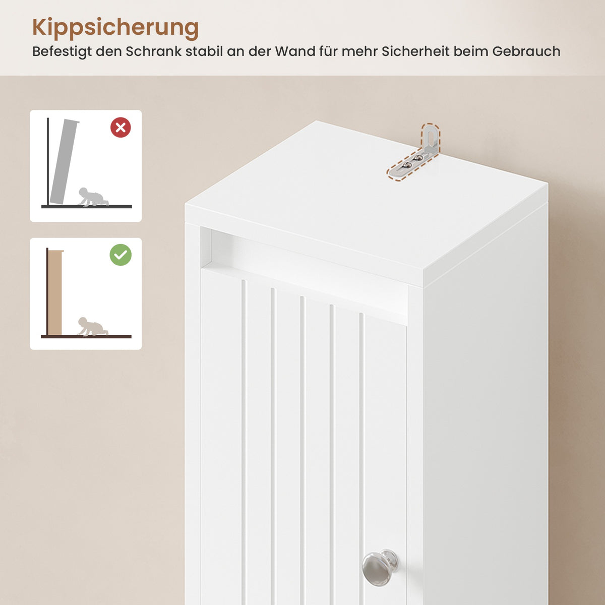 AOGLLATI Badezimmerschrank Badschrank Schmal mit Verstellbaren Ablagen Schublade offenen Fächern Klopapierhalter Platzsparender