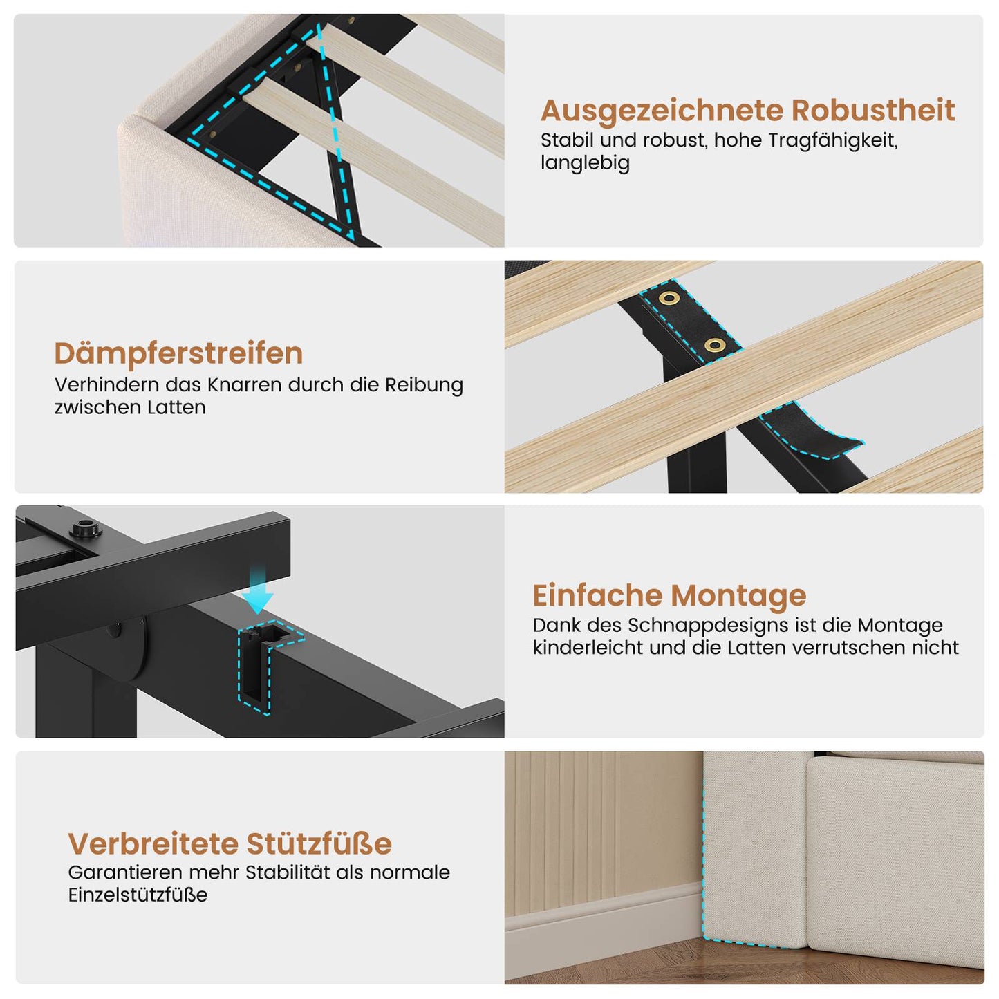 AOGLLATI Polsterbett 140x190 mit LED Beleuchtung USB-C & Hydrauliksystem Polsterbett mit Bettkasten Kopfteil Stauraum