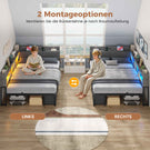 AOGLLATI Polsterbett Schlafsofa 140x200 mit Stauraum Jugendbett mit 6 Staufächern & 6 Schubladen Bett mit LED-Beleuchtung & Ladestation Gepolstertem Kopfteil