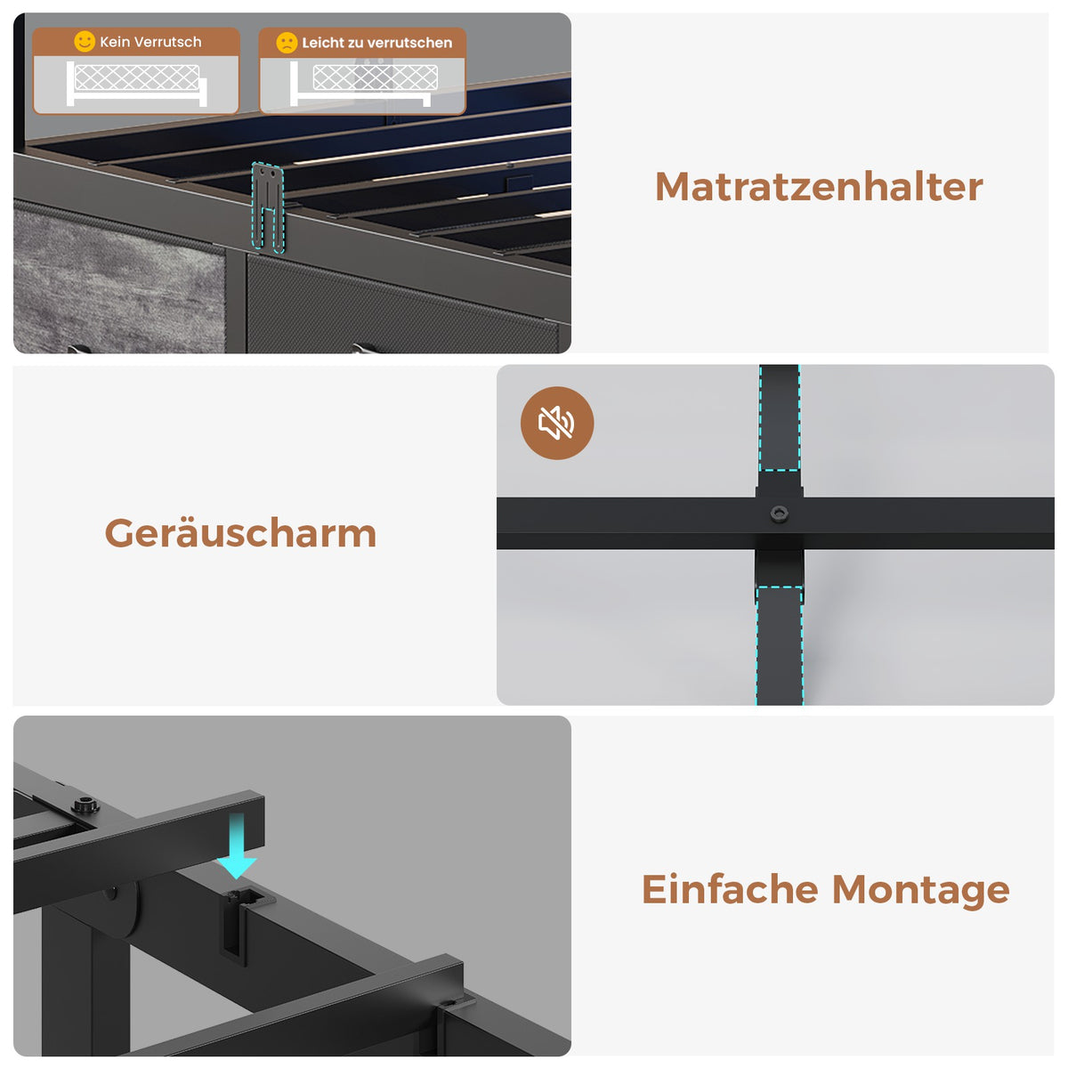 AOGLLATI Polsterbett Schlafsofa 140x200 mit Stauraum Jugendbett mit 6 Staufächern & 6 Schubladen Bett mit LED-Beleuchtung & Ladestation Gepolstertem Kopfteil