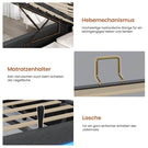 AOGLLATI Bett 140x190 mit Hydraulischem Stauraum Polsterbett Doppelbett mit LED-Kopfteil & Ladestation Jugendbett mit Lattenrost