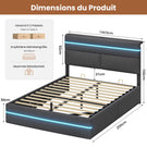 AOGLLATI Bett 140x190 mit Hydraulischem Stauraum Polsterbett Doppelbett mit LED-Kopfteil & Ladestation Jugendbett mit Lattenrost