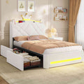 AOGLLATI Polsterbett 140x190 mit Krone-Design Ladestation & LED-Beleuchtung Doppelbett mit Gepolstertes Kopfteil 2 Schubladen