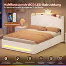 AOGLLATI Polsterbett 140x190 mit Krone-Design Ladestation & LED-Beleuchtung Doppelbett mit Gepolstertes Kopfteil 2 Schubladen