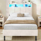 AOGLLATI Bett 90x190 mit LED und Ladestation Bettgestell mit Stauraum unter dem Bett Kinderbett Jugendbett mit Lattenrost aus Holz