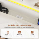AOGLLATI Polsterbett 140x190 mit Krone-Design Ladestation & LED-Beleuchtung Doppelbett mit Gepolstertes Kopfteil 2 Schubladen
