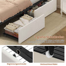AOGLLATI Polsterbett 140x190 mit Krone-Design Ladestation & LED-Beleuchtung Doppelbett mit Gepolstertes Kopfteil 2 Schubladen