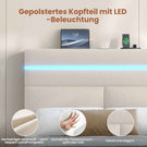 AOGLLATI Bett 140x190 mit Hydraulischem Stauraum Polsterbett Doppelbett mit LED-Kopfteil & Ladestation Jugendbett mit Lattenrost