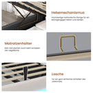 AOGLLATI Bett 140x190 mit Hydraulischem Stauraum Polsterbett Doppelbett mit LED-Kopfteil & Ladestation Jugendbett mit Lattenrost