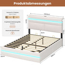 AOGLLATI Bett 140x190 mit Hydraulischem Stauraum Polsterbett Doppelbett mit LED-Kopfteil & Ladestation Jugendbett mit Lattenrost