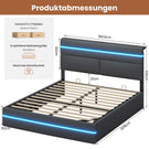 AOGLLATI Bett 160x200 mit Hydraulischem Stauraum Polsterbett mit LED-Kopfteil & Ladestation Jugendbett mit Lattenrost für 160x200 Matratze
