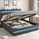 AOGLLATI Bett 160x200 mit Hydraulischem Stauraum Polsterbett mit LED-Kopfteil & Ladestation Jugendbett mit Lattenrost für 160x200 Matratze