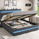 AOGLLATI Bett 160x200 mit Hydraulischem Stauraum Polsterbett mit LED-Kopfteil & Ladestation Jugendbett mit Lattenrost für 160x200 Matratze