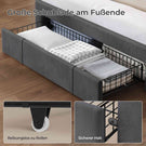 AOGLLATI Polsterbett 140x190 mit Stauraum Jugendbett mit Steckdosen und LED-Beleuchtung Höhenverstellbares Kopfteil