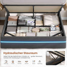 AOGLLATI Bett 160x200 mit Hydraulischem Stauraum Polsterbett mit LED-Kopfteil & Ladestation Jugendbett mit Lattenrost für 160x200 Matratze