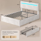 AOGLLATI Polsterbett 140x190 mit Stauraum Jugendbett mit Steckdosen und LED-Beleuchtung Höhenverstellbares Kopfteil