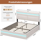 AOGLLATI Bett 160x200 mit Hydraulischem Stauraum Polsterbett mit LED-Kopfteil & Ladestation Jugendbett mit Lattenrost für 160x200 Matratze
