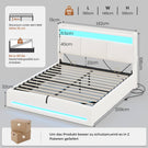 AOGLLATI Polsterbett 140×190 mit Steckdosen und LED-Beleuchtung Bett 140×190 mit Stauraum Kopfteil Hydraulische Stauraum