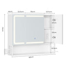 AOGLLATI Spiegelschrank Bad mit LED-Beleuchtung & Steckdose Badezimmerschrank mit 3 Türen Verstellbarem Regal 3 Farbtemperatur dimmbare