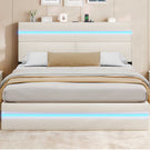 AOGLLATI Bett 160x200 mit Hydraulischem Stauraum Polsterbett mit LED-Kopfteil & Ladestation Jugendbett mit Lattenrost für 160x200 Matratze