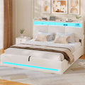 AOGLLATI Polsterbett 140×190 mit Steckdosen und LED-Beleuchtung Bett 140×190 mit Stauraum Kopfteil Hydraulische Stauraum
