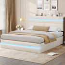 AOGLLATI Bett 160x200 mit Hydraulischem Stauraum Polsterbett mit LED-Kopfteil & Ladestation Jugendbett mit Lattenrost für 160x200 Matratze
