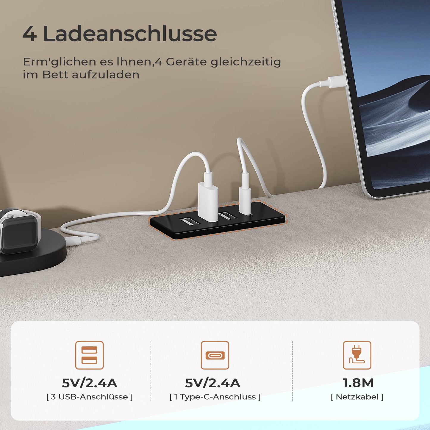 AOGLLATI Polsterbett 140x190 mit Stauraum Jugendbett mit Steckdosen und LED-Beleuchtung Höhenverstellbares Kopfteil