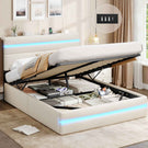 AOGLLATI Bett 160x200 mit Hydraulischem Stauraum Polsterbett mit LED-Kopfteil & Ladestation Jugendbett mit Lattenrost für 160x200 Matratze