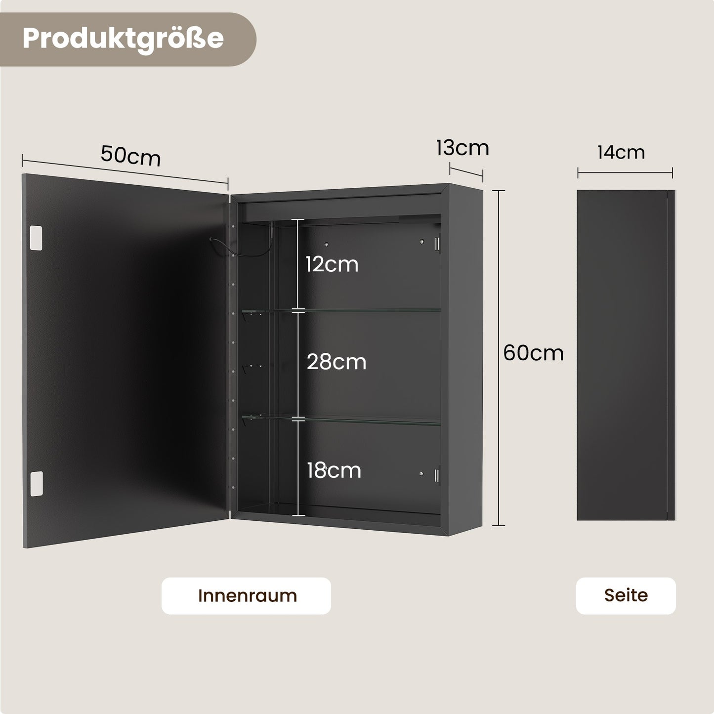 AOGLLATI Spiegelschrank Bad breit mit LED-Beleuchtung & Steckdose Badezimmerschrank mit HD Spiegel & Verstellbarem