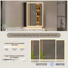 AOGLLATI Spiegelschrank Bad breit mit LED-Beleuchtung & Steckdose Badezimmerschrank mit HD Spiegel & Verstellbarem