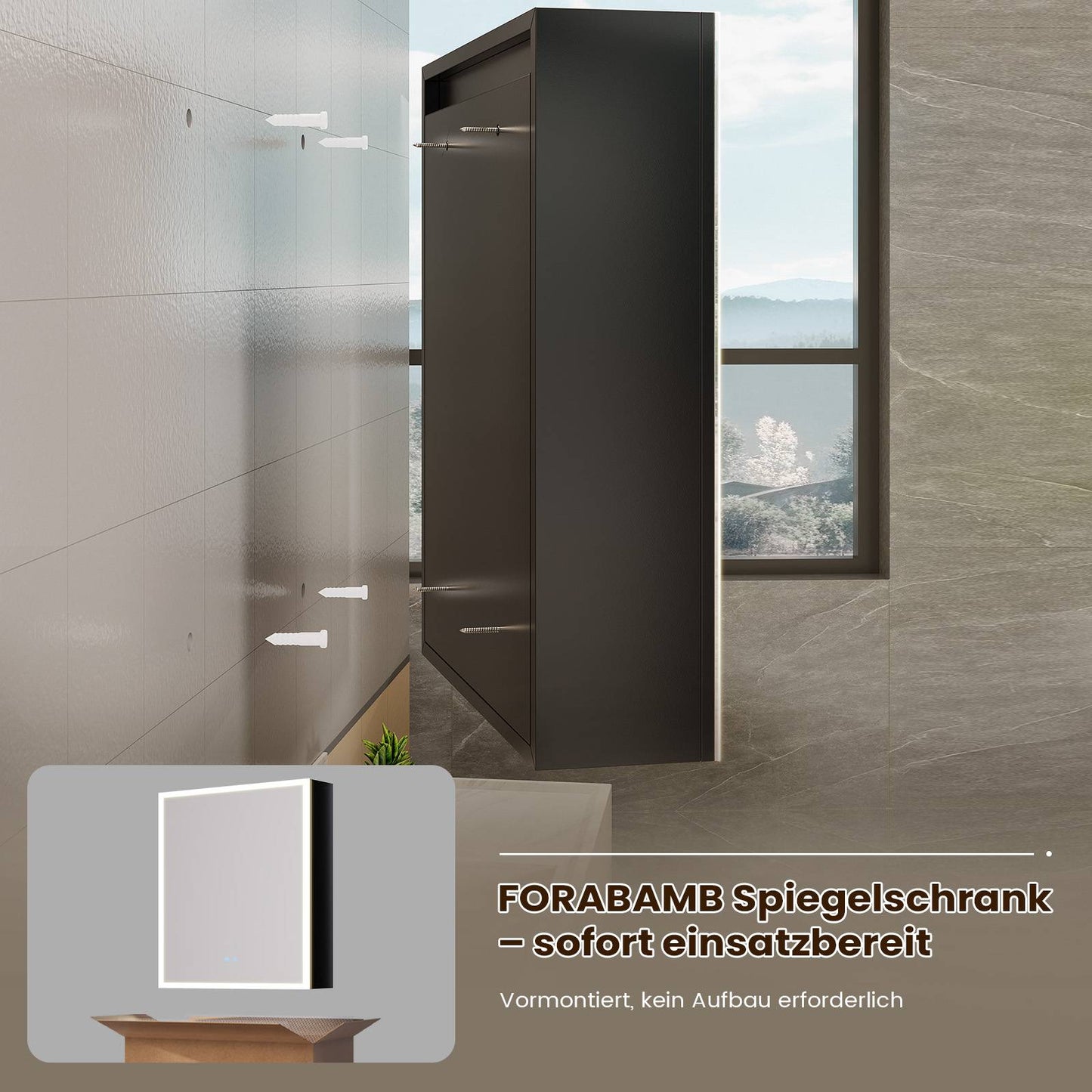 AOGLLATI Spiegelschrank Bad breit mit LED-Beleuchtung & Steckdose Badezimmerschrank mit HD Spiegel & Verstellbarem